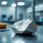 Antimony metal sample in a laboratory, illustrating modern antimony uses in science and industry.